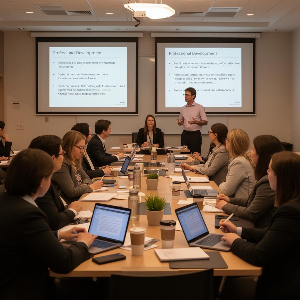 Educators participating in a professional development workshop on AI
